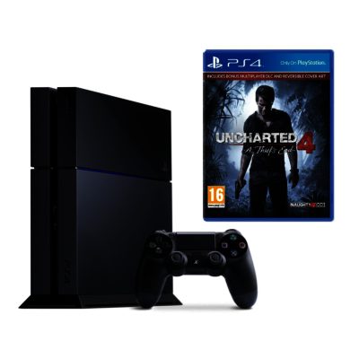 Sony PlayStation 4 500GB Console in Black with Uncharted 4 : A Thief's End